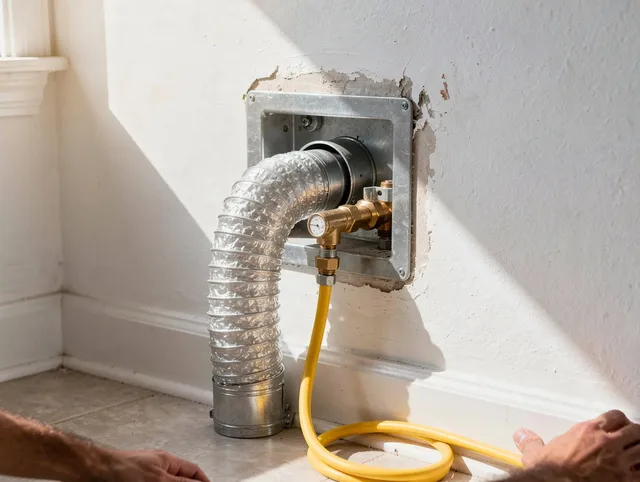 Hinesville Dryer Vent Cleaning certified technician performing specialized gas dryer vent cleaning in Hinesville